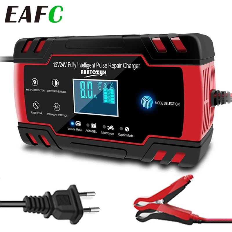 12-24V 6/8A Full Automatic Battery charger Digital LCD Display Car Battery Chargers Power Puls Repair Chargers Wet Dry Lead Acid