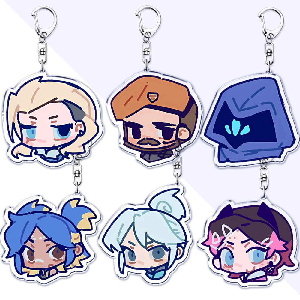 Cute Valorant Chibis Keychains Gaming Killjoy Val Jett Pendant Keyring for Accessories Bag Key Chain Ring Jewelry Fans Gifts