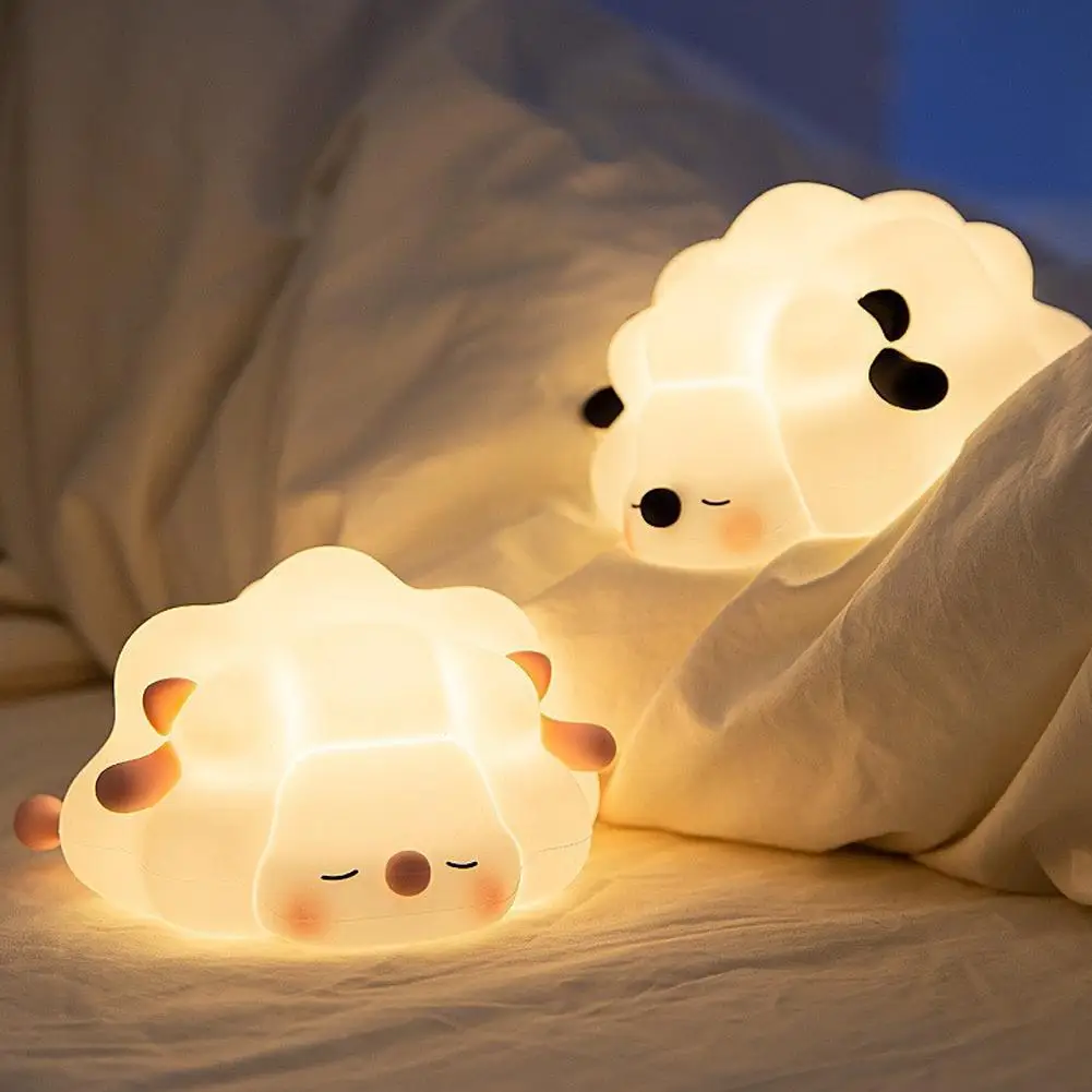 USB Rechargeable Silicone Night Lamp Cute Rabbit Panda Touch Sensor Dimmable for Kids Bedroom Nursery Decor Light