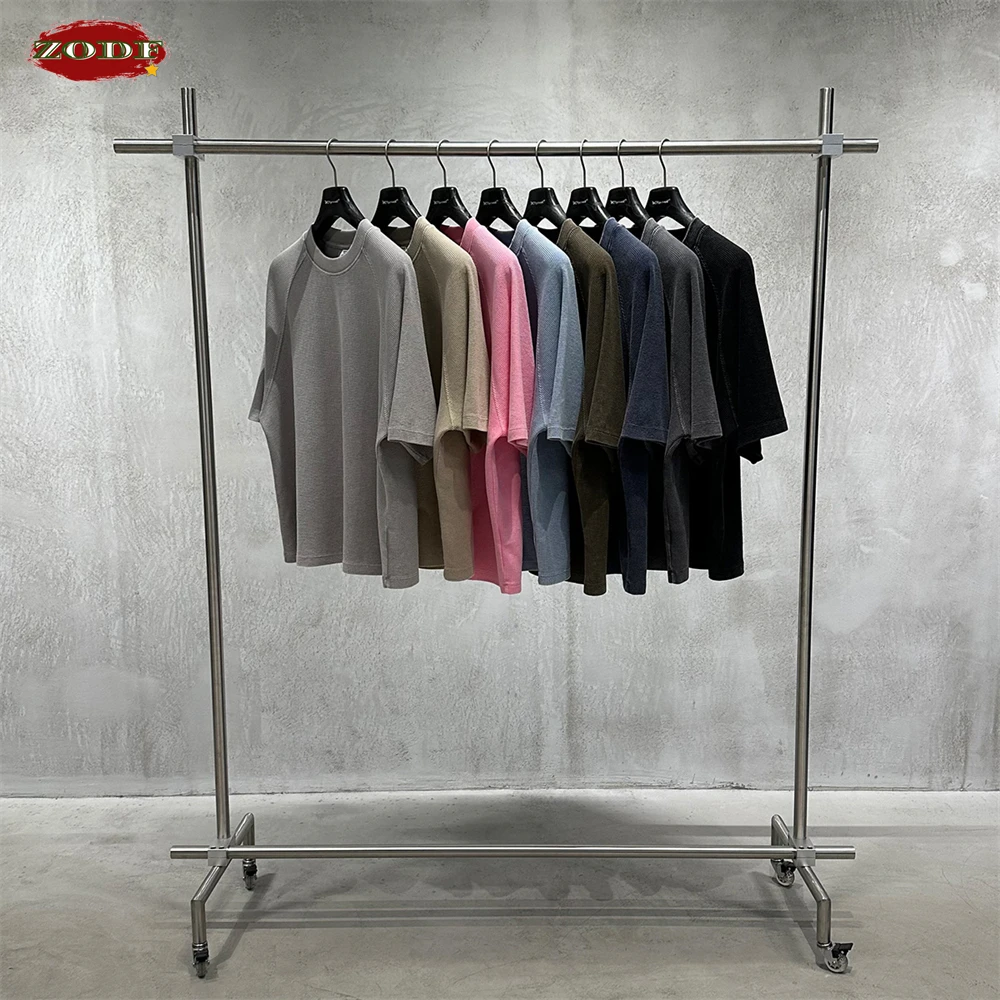 

Футболка ZODF Vintage 2026 летняя, свободного кроя, из вафельной ткани, с эффектом потертости, унисекс, 235 г/м², с рукавом реглан, HY1233