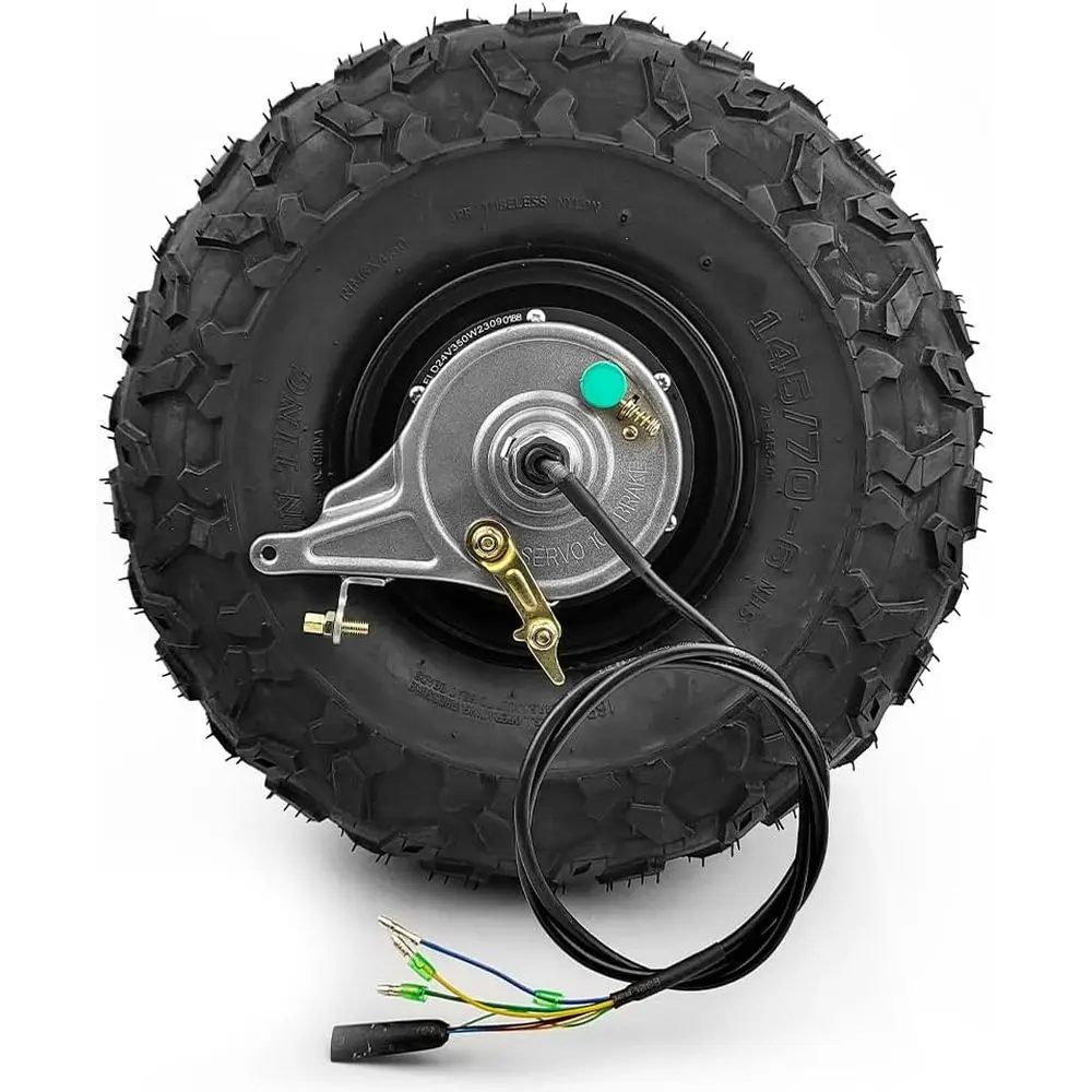 Motor de cubo escovado 14,5 350W com pneus 145/70-6 para scooter ou carrinho de mão, kit de freio de tambor 24V 350W