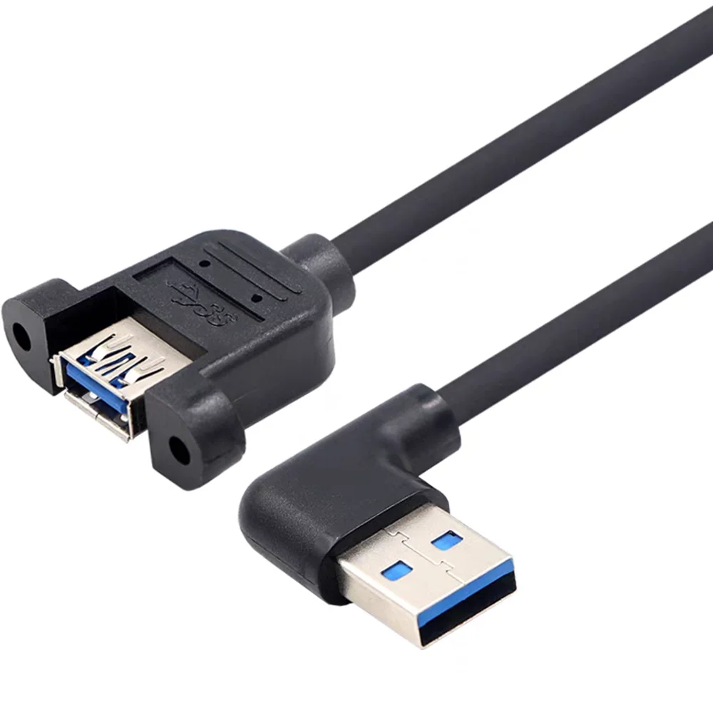 

USB 3.0 male to female extended data cable 90 degree converter with screw hole, car mounted laptop data cable right angle line 0