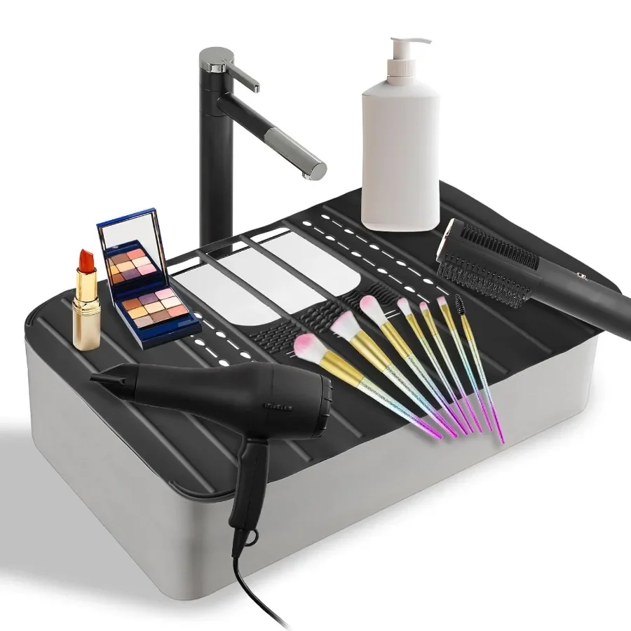 Składana silikonowa osłona na zlew do kompaktowej maty do czyszczenia pędzli do makijażu i organizer do narzędzi łazienkowych, aby oszczędzić miejsce