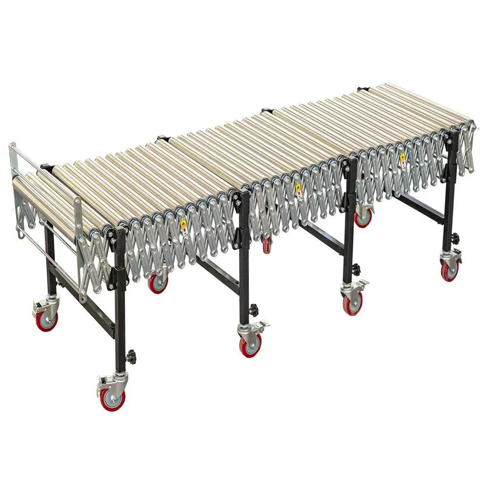 High Quality Flexible  Gravity Steel Roller Conveyor Transportation Expandable Roller Conveyor