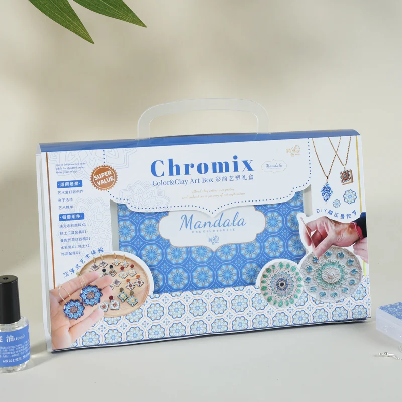 Chromix Color&Clay Art Box – Complete DIY Kit for Mandala-Inspired Clay Art, Jewelry Making & Home Decor