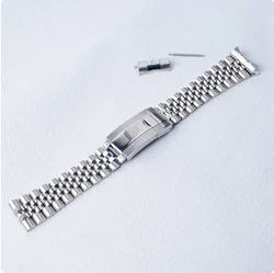 Without Logo 20mm 21MMSliver Hollow Curved End Solid Screw Links Watch Band Jubilee strap