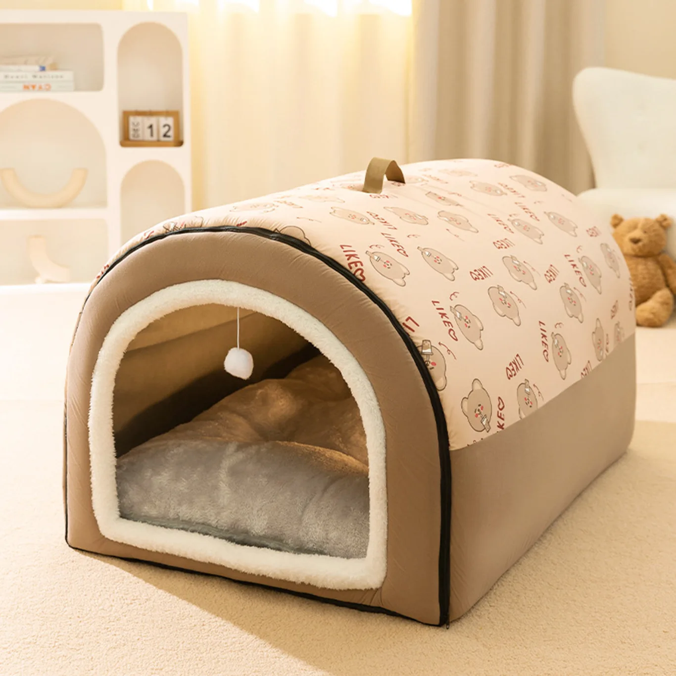 

Insulated Dog House for Large Dogs with Removable Washable Bed Winter All-Season Kennel Style Pet Sleeping Shelter for Big