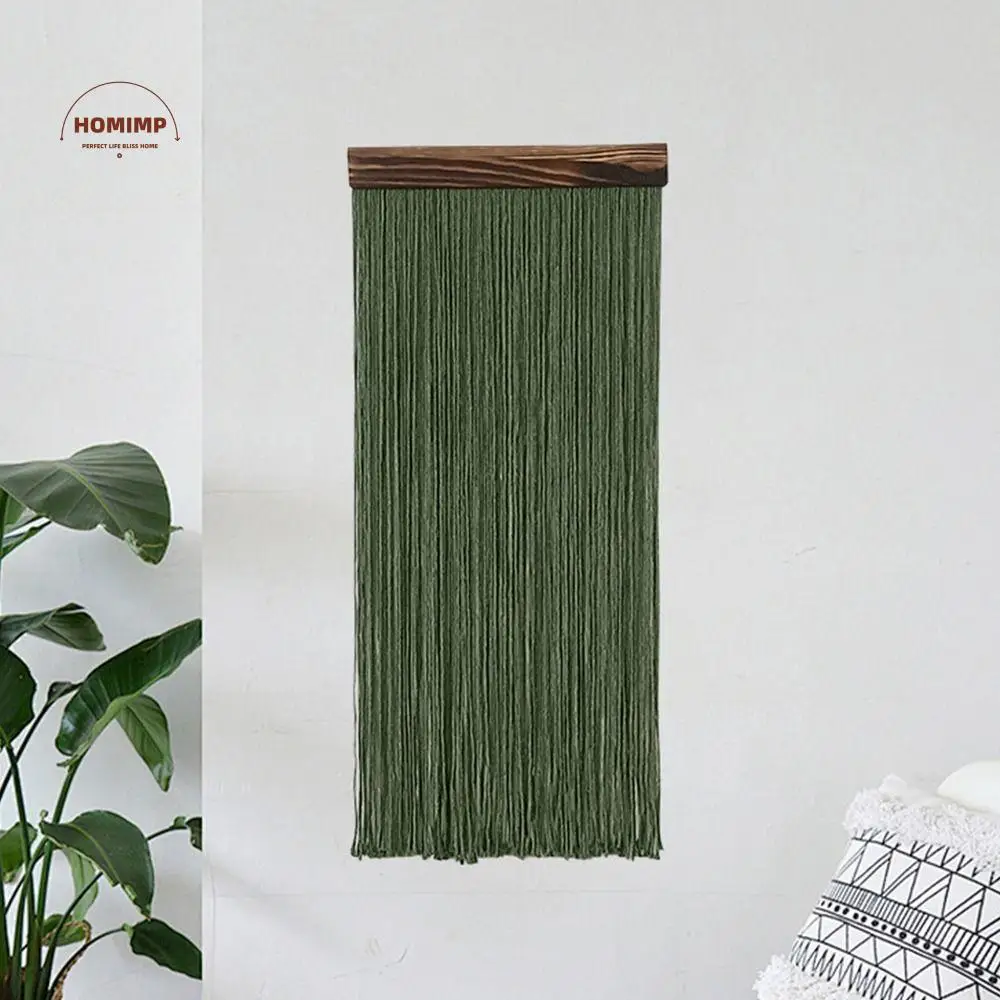 

Crafts Wooden Wall Hanging Tapestry Hand-Woven Aesthetic Curtain Tapestry Tassel Cotton Rope Tapestry Apartment