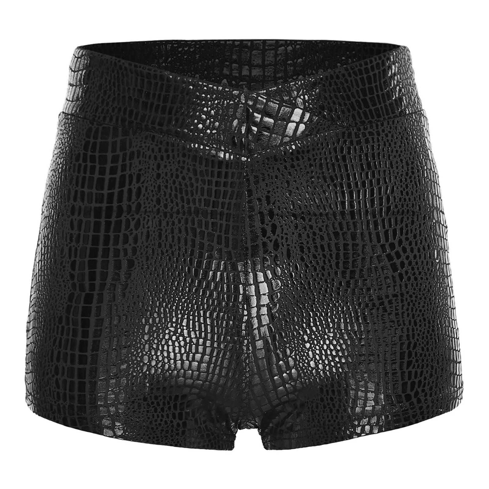 النساء عالية الخصر الغنيمة السراويل الساخنة جلد الثعبان طباعة لامع أسود الغنيمة السراويل ملابس رقص للمهرجانات الموسيقية ارتداء اليومي غير رسمي