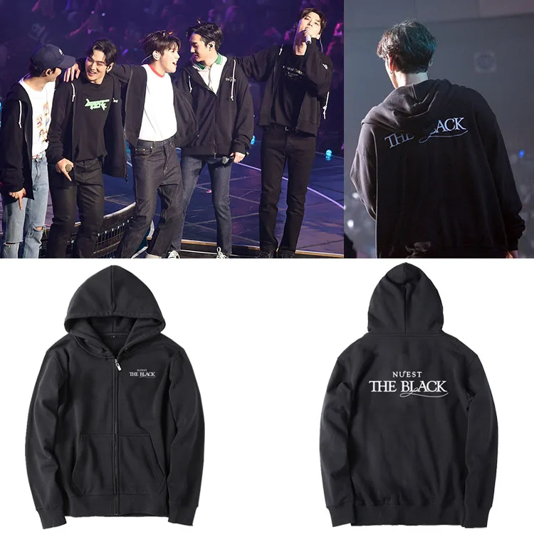 

Nuest the Bla Concert Хлопковый свитшот Jaet Fce на подкладке с капюшоном на молнии Simple Commute Sle Long Sve