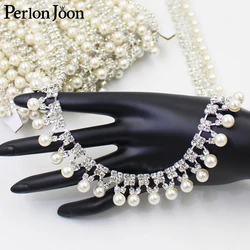 pearl tassel rhinestone trim  pearl pendant trim chain Used for bridal wedding dresses, shoe accessories ML054