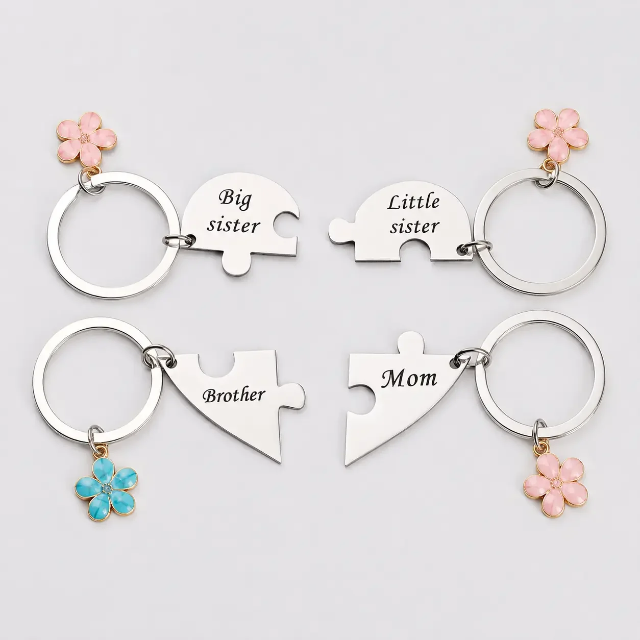 Juego de Llaveros de Rompecabezas para Madre e Hijos (4 piezas), Llaveros a Juego para Mamá, Hermana Mayor, Hermana Menor y Hermano, Regalo Dulce y Significativo para el Día de la Madre, Cumpleaños, Navidad o Simplemente Porque Sí