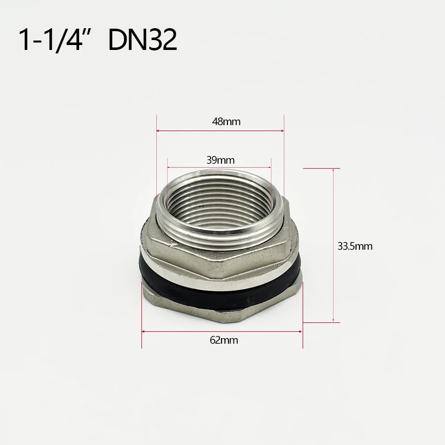 Schott-Wassertank-Anschlussadapter – BSP-Innengewinde aus Edelstahl 304, 1/2 Zoll, 3/4 Zoll, 1 Zoll, 1-1/4 Zoll und 1-1/2 Zoll Rohradapter – Detail 5