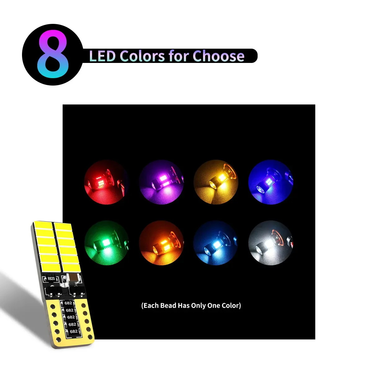 T10 4014 24SMD Car LED Bulb Canbus Interior Dome Lights 194 168 Amber Green Red Ice Blue Pink Trunk Lamp 12V DC 4.8W 6000k White