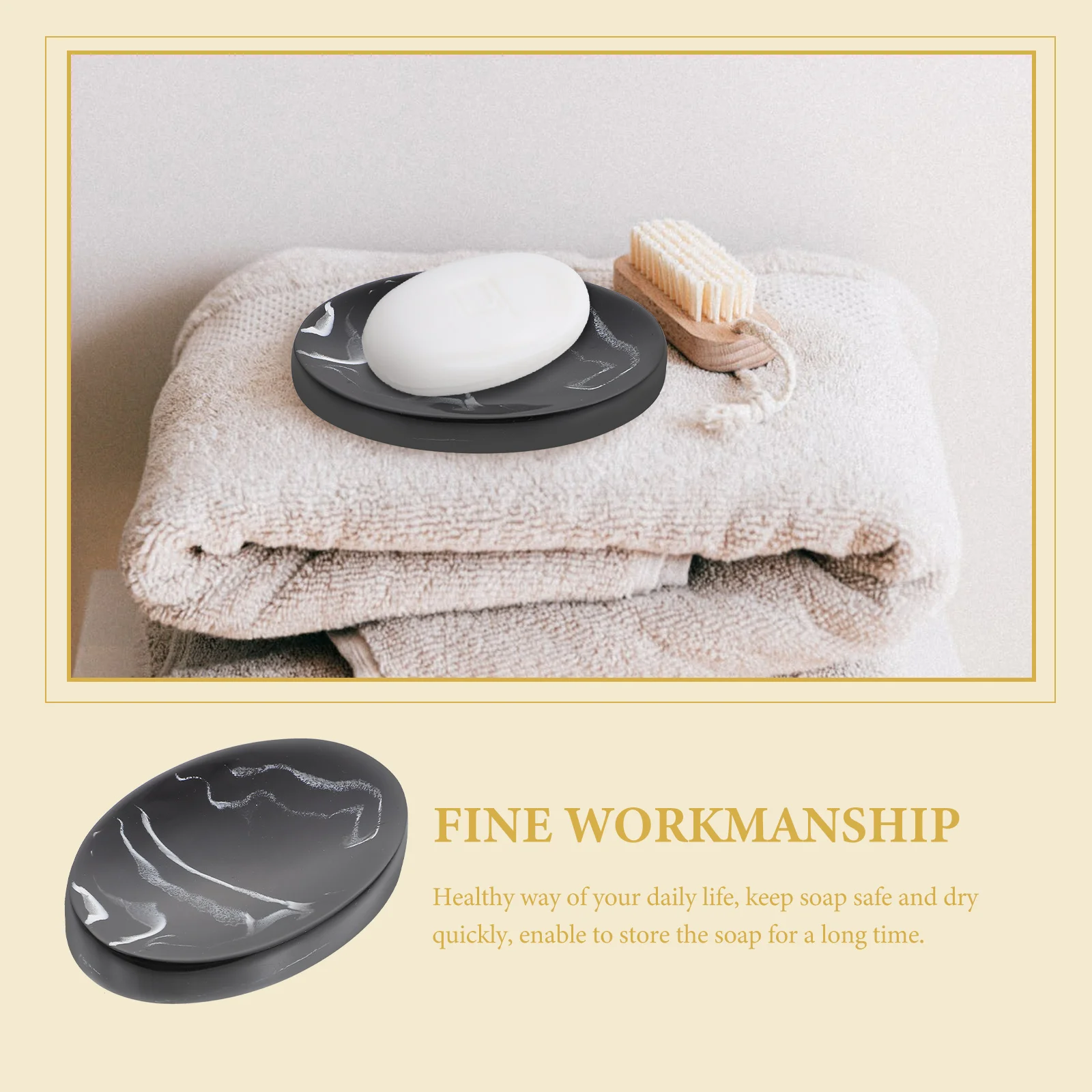 

Marble Soap Dish Holder Bathroom Kitchen Accessories Resin Travel Soapbox Nordic Style Drainage Design Long Term Use Soap Sponge