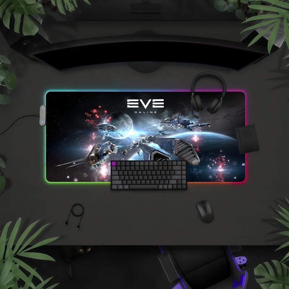 

Game E-EVE O-Online Mouse Pad RGB LED Light Colorful Game Keyboard Non-slip Cover Desk-mat Surface Waterproof