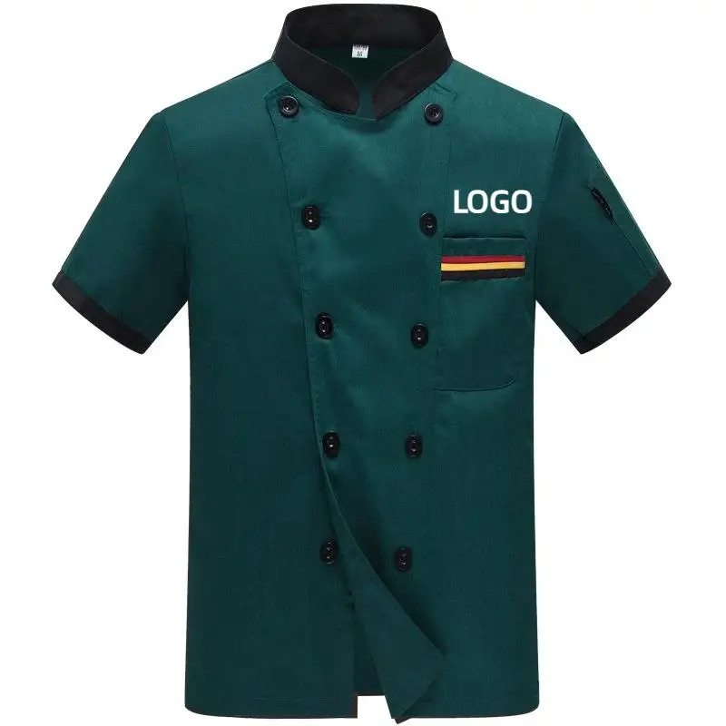 

Summer Thin Chef Workwear With Short Sleeves Printed With LOGO Cake Pastry Chef Uniform Men's Women's Cook Breathable Uniform