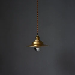 20CM Brass Pendant Lights for Dinning Living room Loft Industrial kitchen pendant lighting with copper Lampshade fabric wire