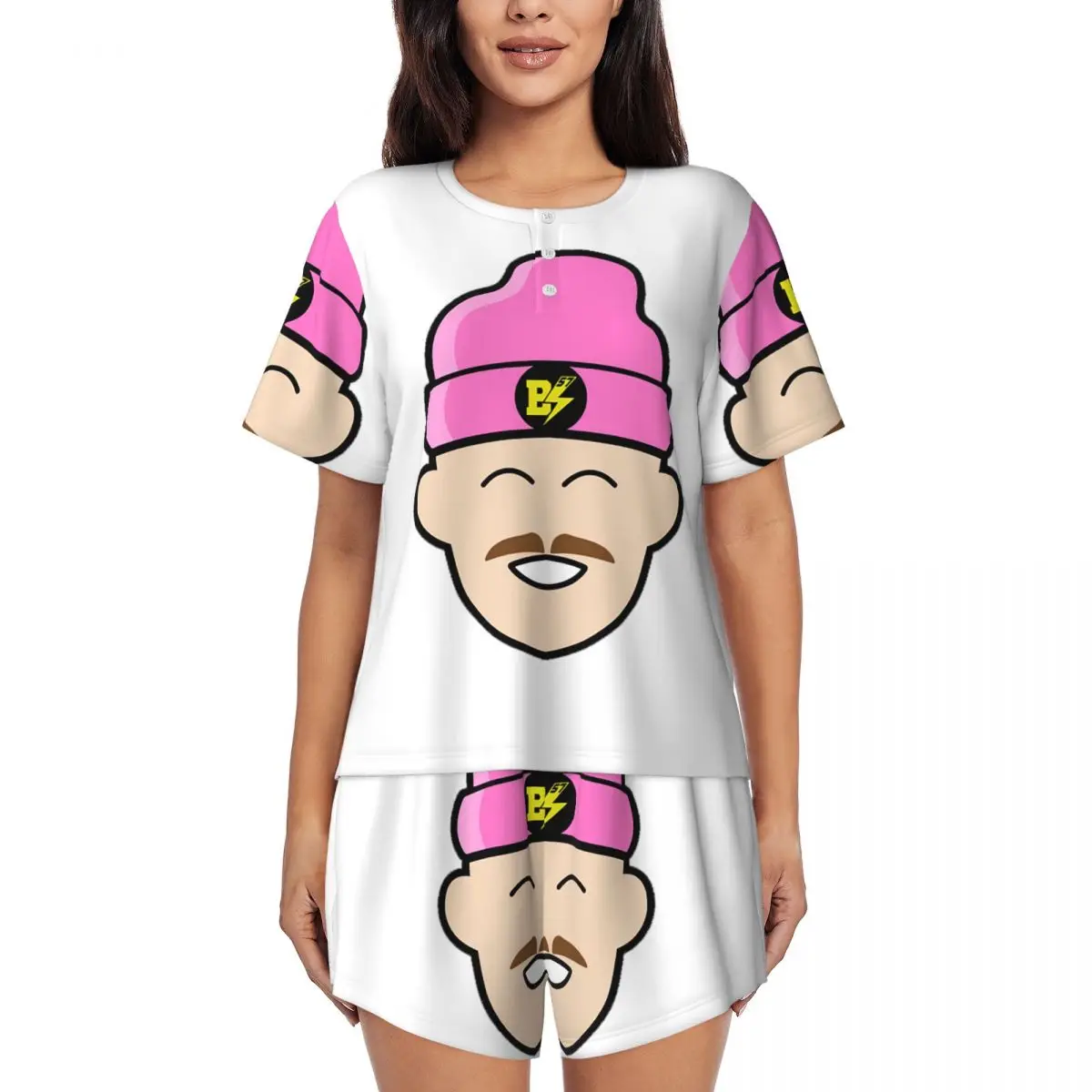 

Billy Bolt Round Neck Short Sleeve Nightgowns for Sleeping Sleepshirts Women Soft Pajama Set Short Pants