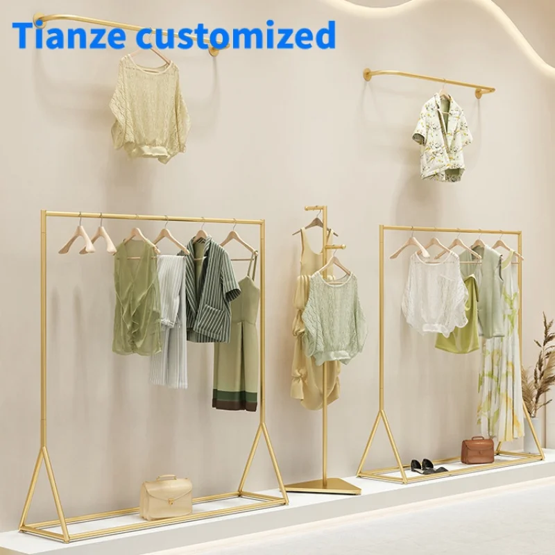 （customized）Fashion Boutique Garment Wall Mounted Hanging Shelves Clothes Shop Furniture Metal Clothing Display Racks Shelf