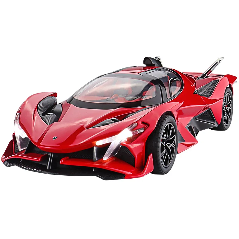 1:24 IE EVO Sports Car Toy Models Alloy Diecast Mini Supercars Sound Light Doors Opened Pull Back for Presents