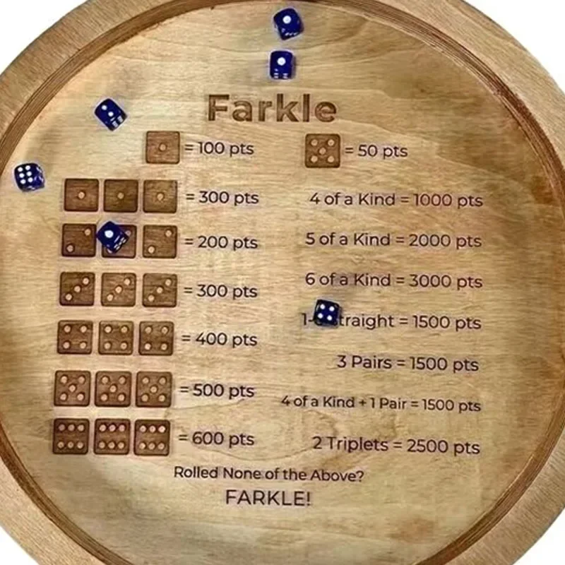 

Круглый поднос для игральных костей, настольный деревянный поднос для игральных костей для Farkle, классическая игра в кости, паб-бар, товары для вечеринок, семейные развлечения, настольная игра