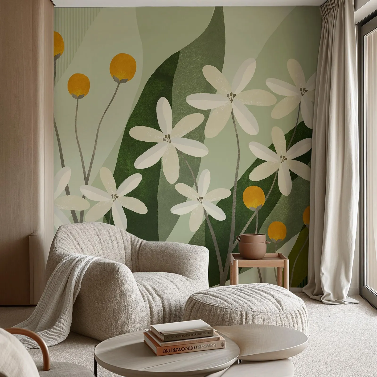 Holly Floral Wallpaper Mural ,Large Scale Moody Flowers Wall Paper For Living Room Decoration,Traditional Non-woven Papers,