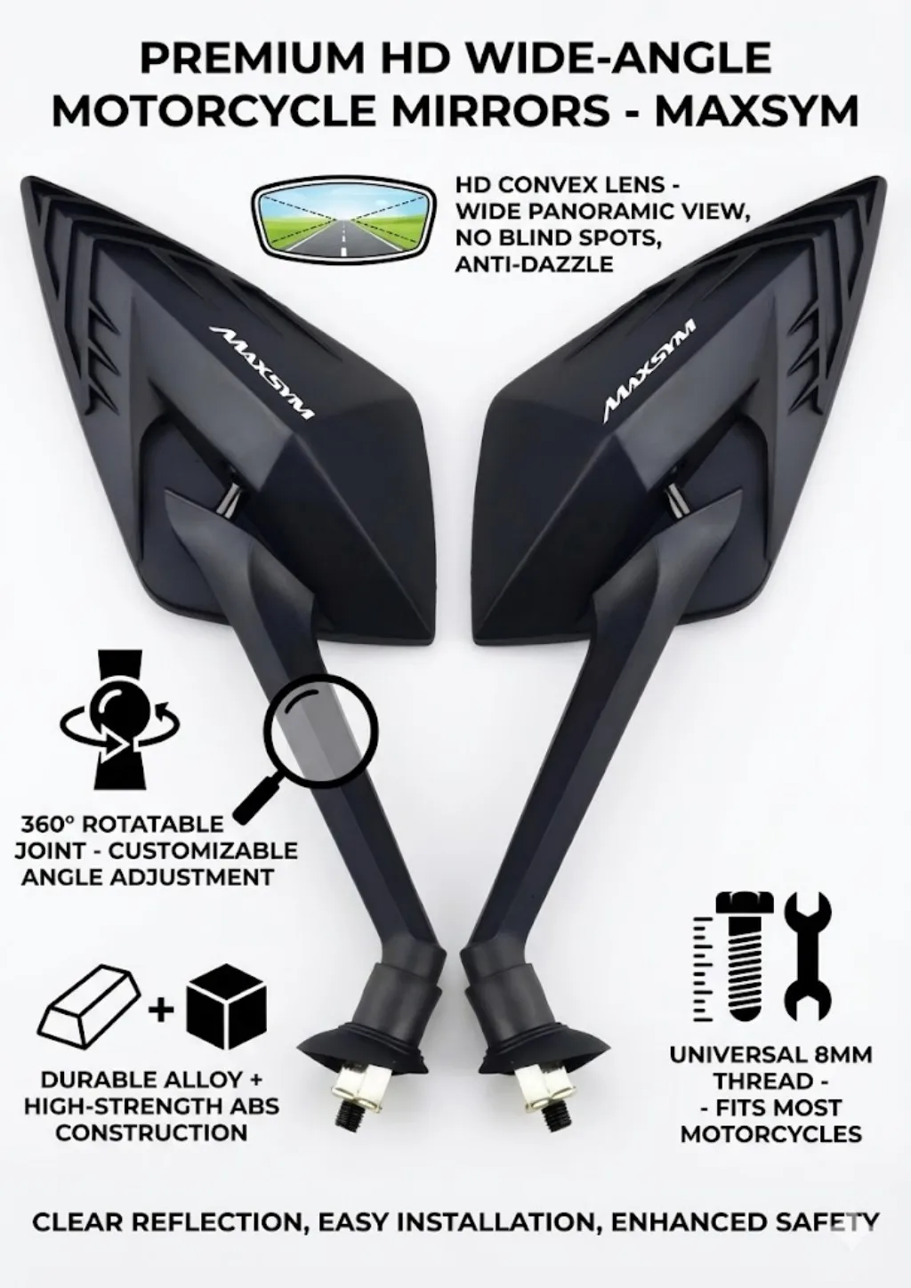 New Motorcycle side-view mirror For SYM MAXSYM TL 500 508 Maxsym TL500 TL508 High Quality Fashionable style Motorcycle Mirrors