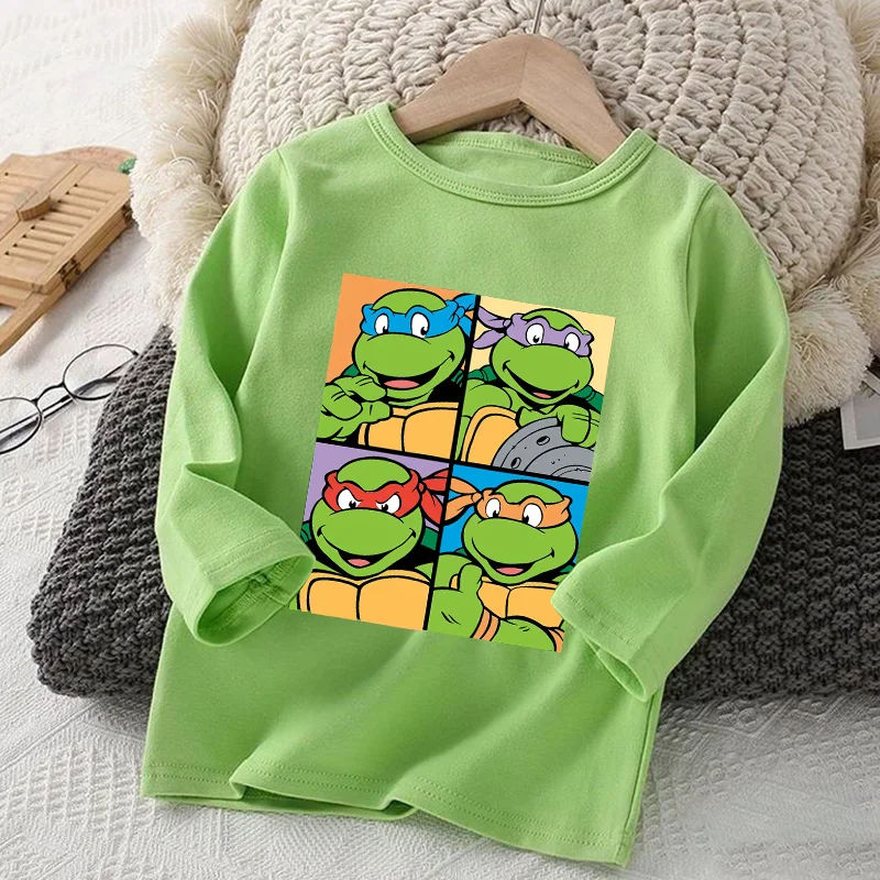 Teenage Mutant Ninja Turtles Long Sleeve T-shirts Children Boys Tops Bottoming Shirts Tees for Kids Spring Autumn Clothing Gifts