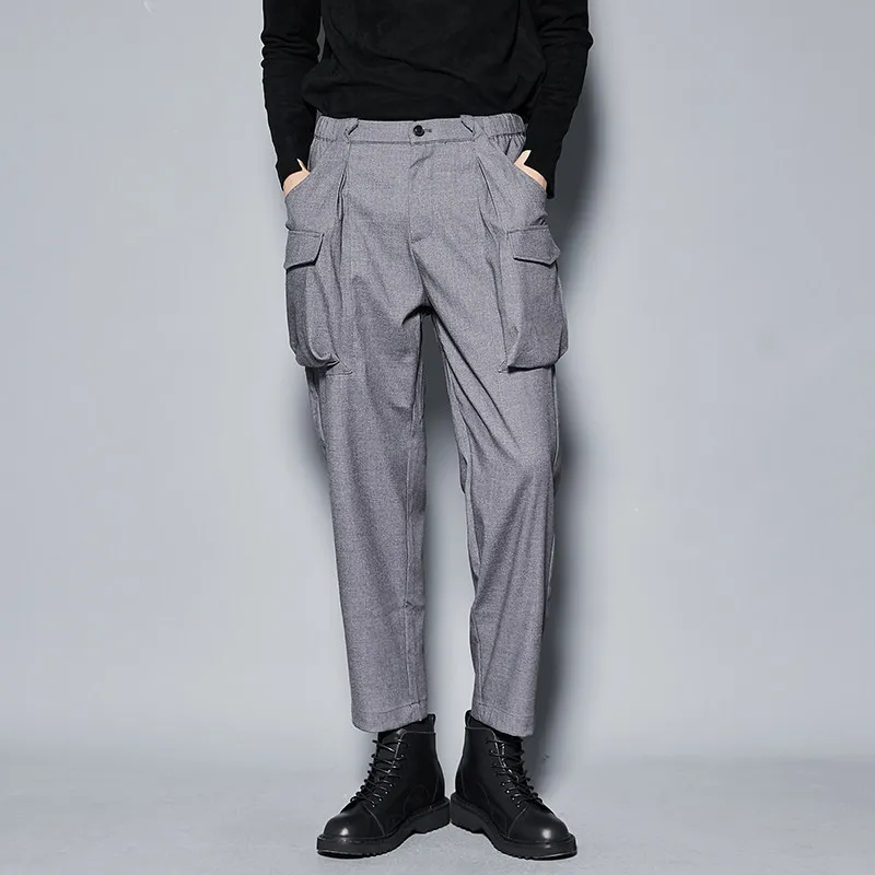 Hong Style Men's Simple Fashion All-Match Street Shot Casual Draping Loose Straight Micro Tapered Suit Pants