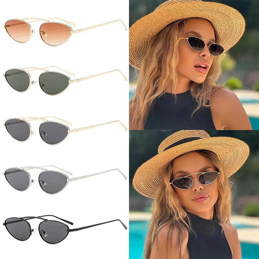 New Cat Eye Women's Sunglasses UV400 Protection Metal Frame Oval Sun Glasses Unique Female Shades Unisex