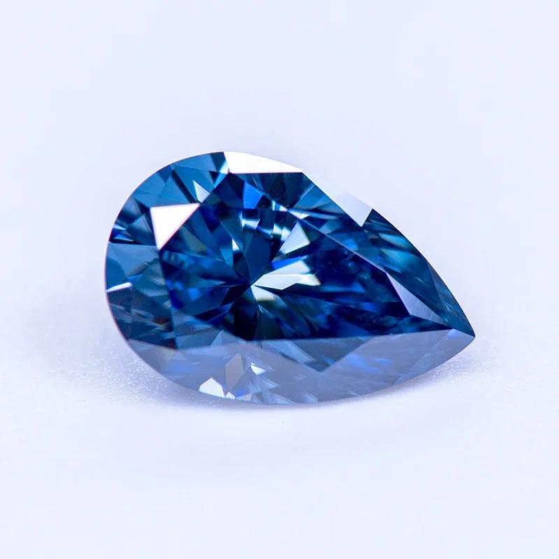 

Moissanite Stone Primary Color Royal Blue Pear Cut Lab Grown Diamond for Charms Woman Jewelry Making with GRA Certificate