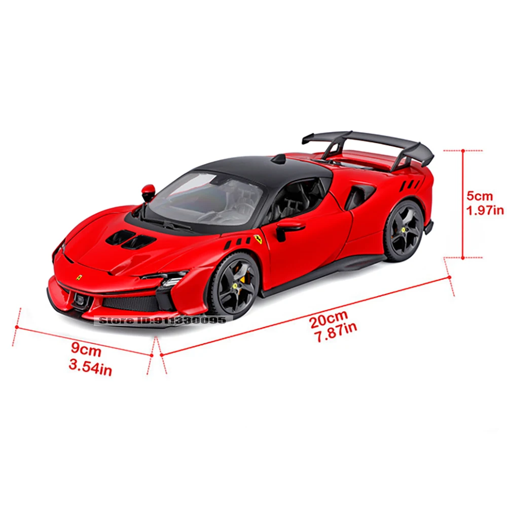Bburago 1:24 Ferrari série LAFERRARI SF90 XX STRADALE modèle de voiture en alliage jaune et rouge moulé sous pression jouet Collection cadeau