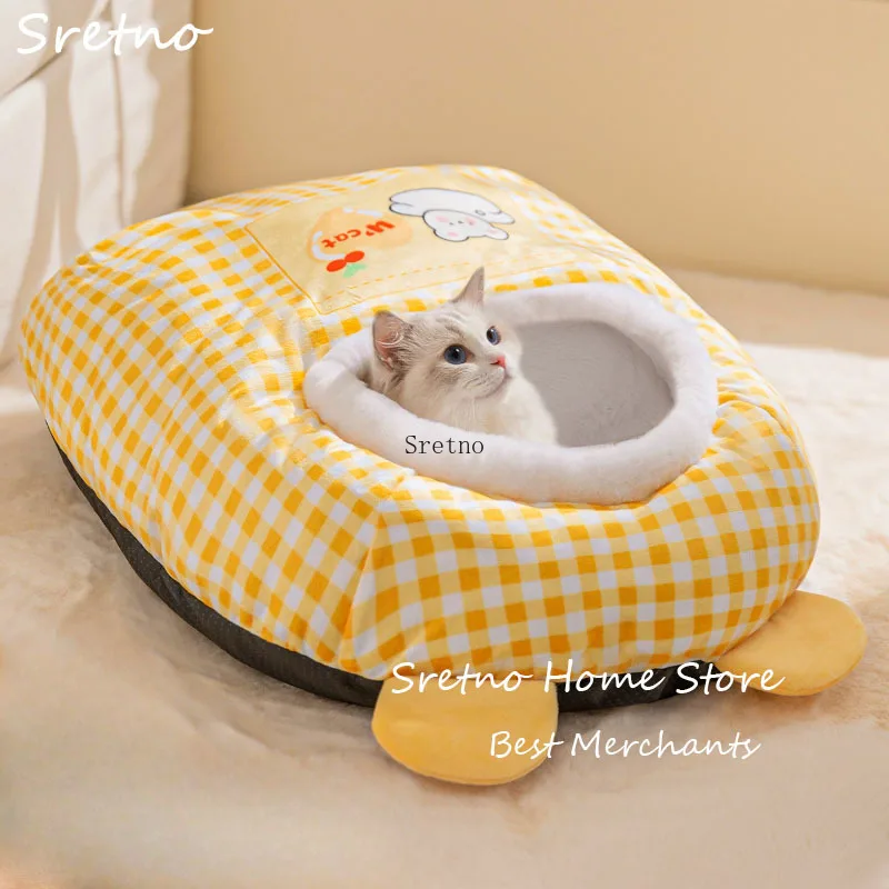 

SRETNO Cat Sleeping Bag Cat Nest Winter Warmth Enclosed Safety Cartoon Cat Bed Sleeping Nest Small Dog Beds Nest cama para gatos