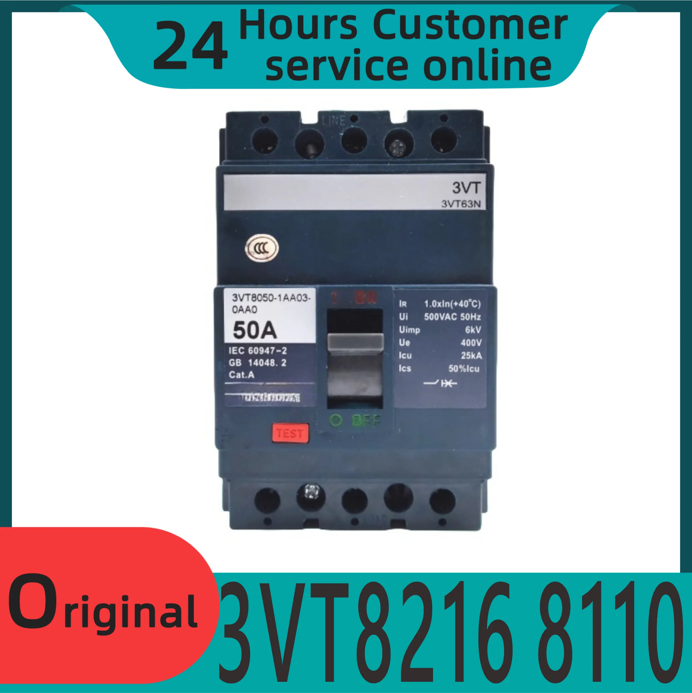 

Brand new original molded case circuit breaker 3VT8216 8110 air switch 100A160A250A400A630A