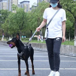 애완 동물 산책을위한 핸드 프리 개 가죽 끈 조깅 조정 가능한 개 가죽 끈 허리 벨트 가슴 스트랩 견인 밧줄 개 액세서리