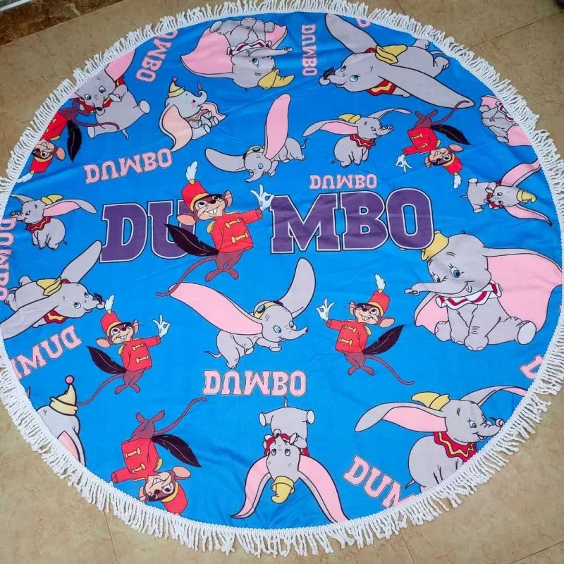 2024 Disney Dumbo Winnie Simba Microfiber Beach Towel Sport Swimming Bath Towel 150cm with Tassel for Children Mommy