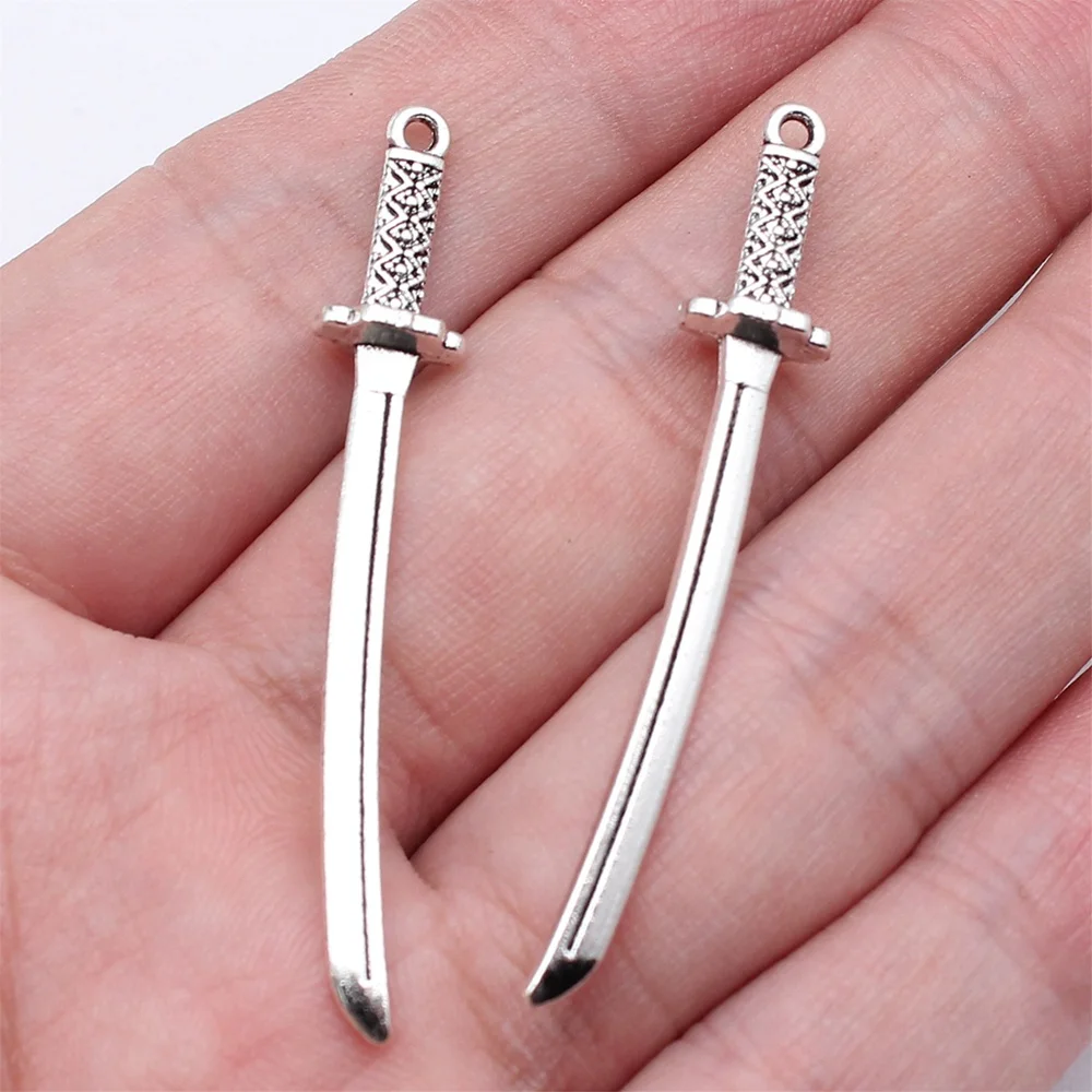 10pcs/lot 49mm ACGN COSPLAY Charms For Jewelry Making Antique Silver Color 1.93inch