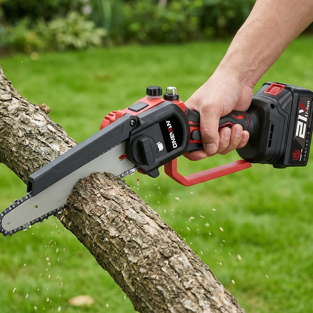 ONEVAN Bürstenlosen 8 Zoll Elektrische Säge Automatische Öler Handheld Garten Beschneiden Kettensäge Holzbearbeitung Werkzeug Für Makita 18V Batterie pin – Detail 13