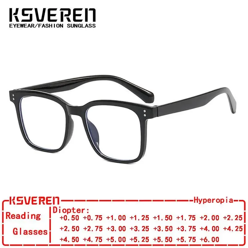 패션 스퀘어 블루 라이트 차단 독서 안경 대형 프레임 노안 독자 광학 처방 안경 프레임 여성용