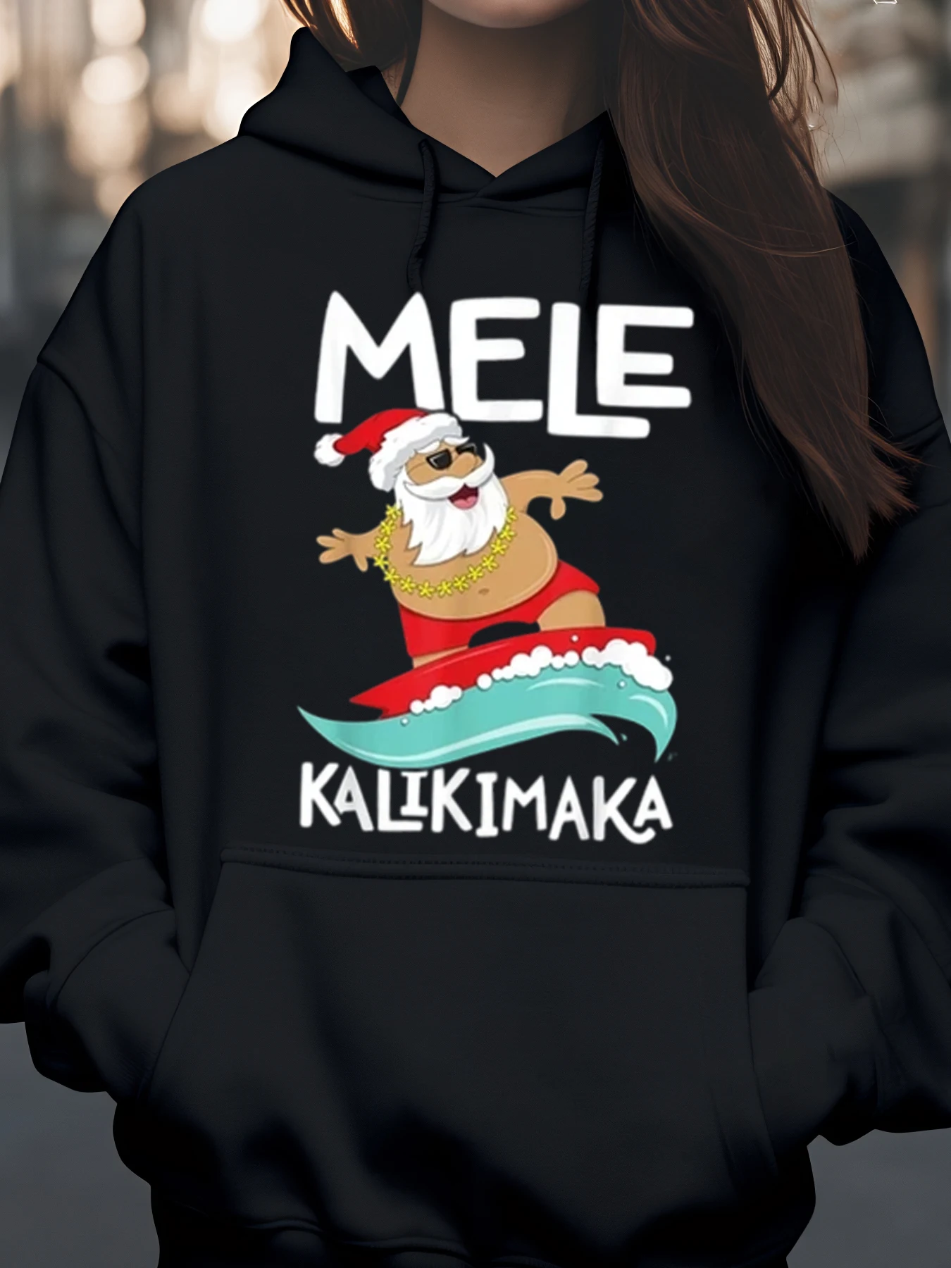 

Толстовка с капюшоном Santa Surfing Merry Christmas, праздничная одежда унисекс