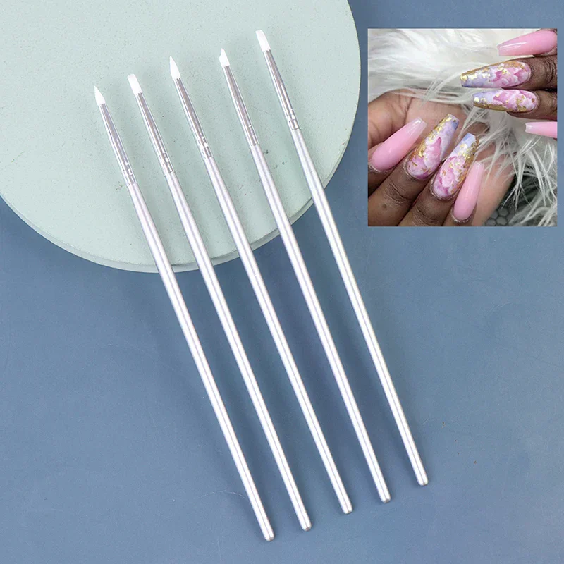 5pcs Nail Art Silicone Point Nail Carving Pen Dotting Tools Sculpture Pen Crafts