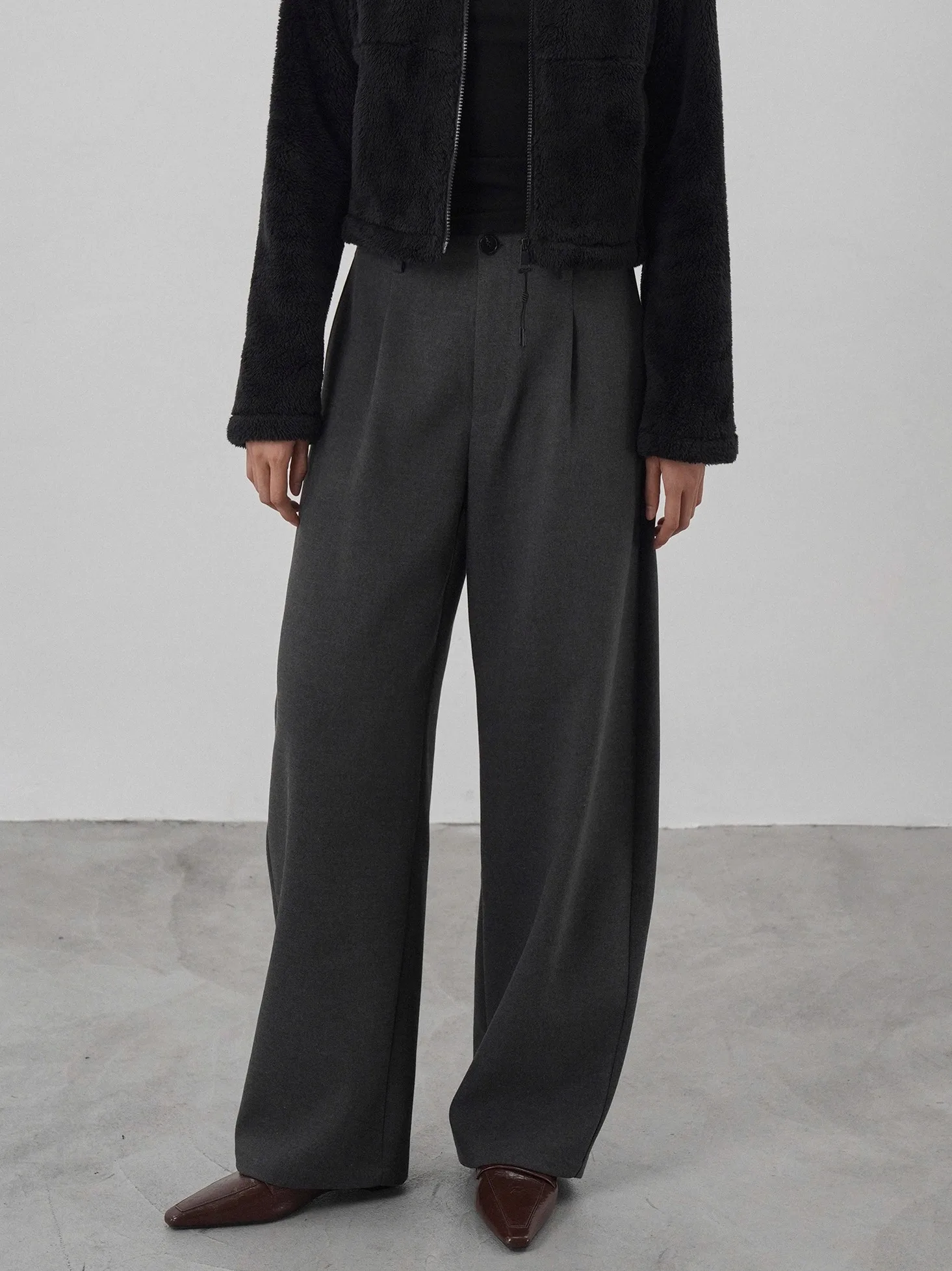 

Женские повседневные брюки EIGHTHMONTH с высокой талией и широкими штанинами, свободные, струящиеся, черные, модные, для осеннего сезона