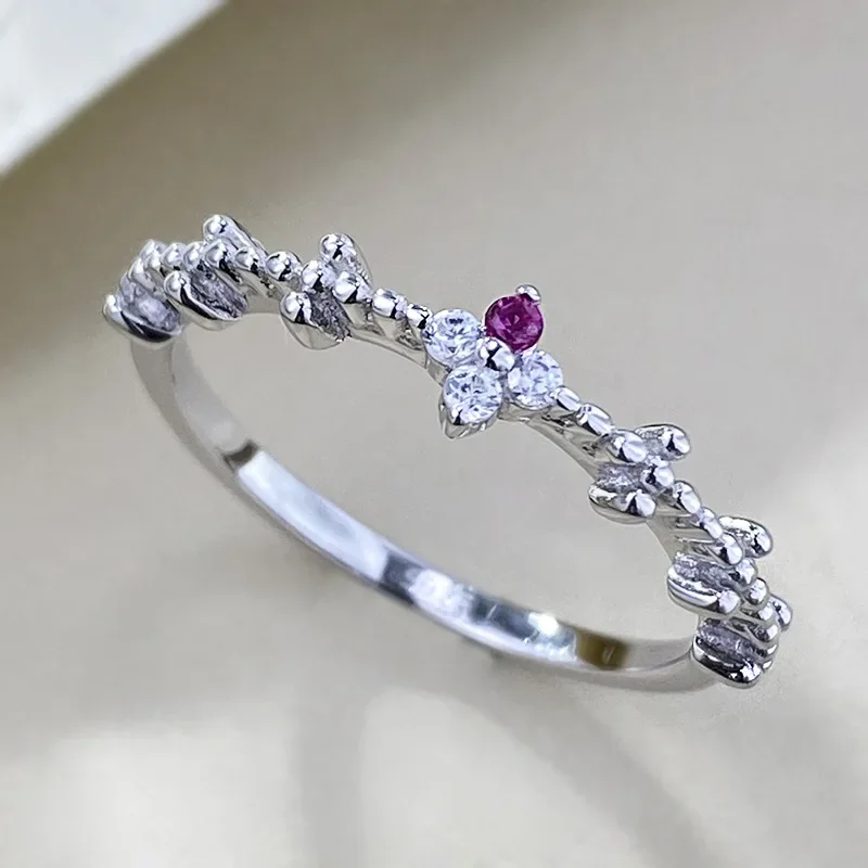 2024 S925 Sterling Silver Pink and White Double Combination Zircon High Grade and Unique Fashion Ring for Women