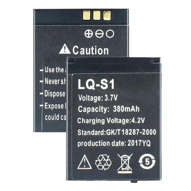 LQ-S1 بطارية ساعة ذكية متينة SmartWatch بطاريّة ليثيوم قابلة لإعادة الشحن 3.7 فولت 380 مللي أمبير لـ DZ09 W8 A1 QW09 KSW-S6 RYX-NX9