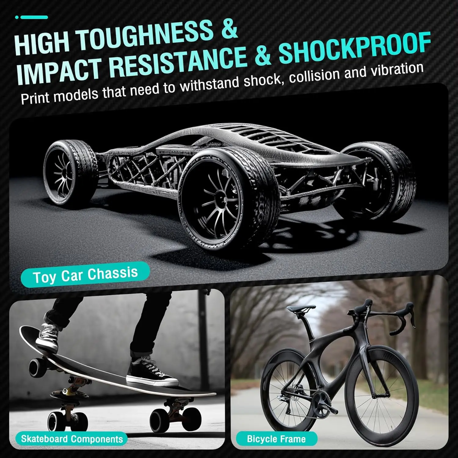 SUNLU PA6-CF/PA12-CF/PC-ABS/Easy PA خيوط هندسية ثلاثية الأبعاد 1.75 مم مقاومة لدرجة الحرارة العالية صلابة عالية خيوط طابعة ثلاثية الأبعاد 3 كجم #3