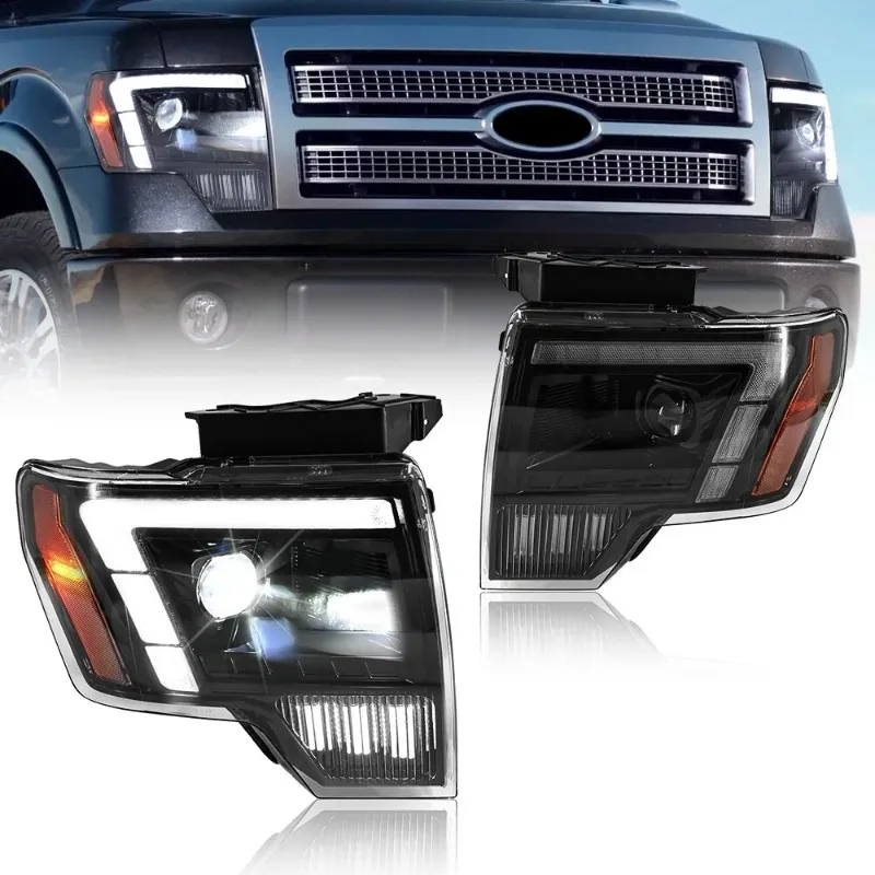 

Для Ford F150 2009-2014 светодиодные фары пара DRL проектор черный корпус левый + правый