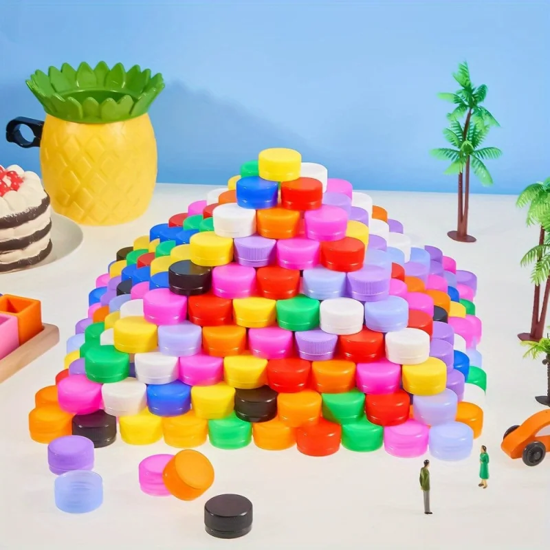 

300 шт. пластиковых крышек для бутылок - для поделок, подходят для всех возрастов, разноцветные крышки для скрапбукинга, головоломок, творчества и рукоделия