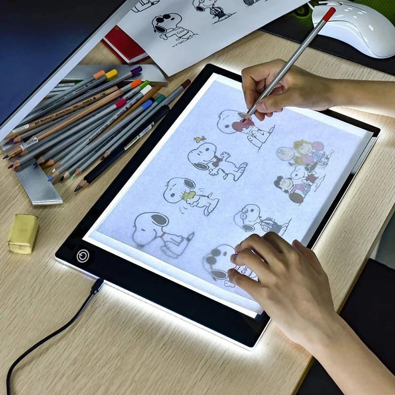 

A4/A3/A2 LED Copy Board Light Tracing Box, Ultra-Thin Adjustable USB Power Artcraft LED Trace Light Pad for Sketching Drawing