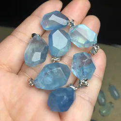 1 Pc Fengbaowu Natural Irregular Shape Aquamarine Pendant 925 Sterling Silver Crystal Reiki Healing Stone Fashion Jewelry Gift
